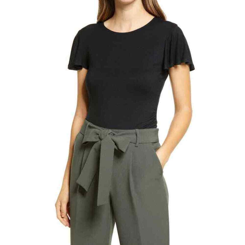 Halogen Ruched Side Knit Top In Black Size S - Picture 2 of 5